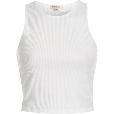 White &#39;90s ribbed crop top